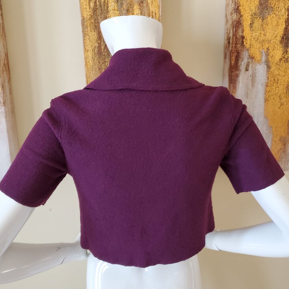 Millard Fillmore Purple Wool Blended Cropped Retro Jacket SZ S - Picture 5 of 8